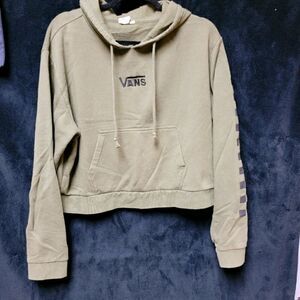 VANS ARMY GREEN CROPPED HOODIE